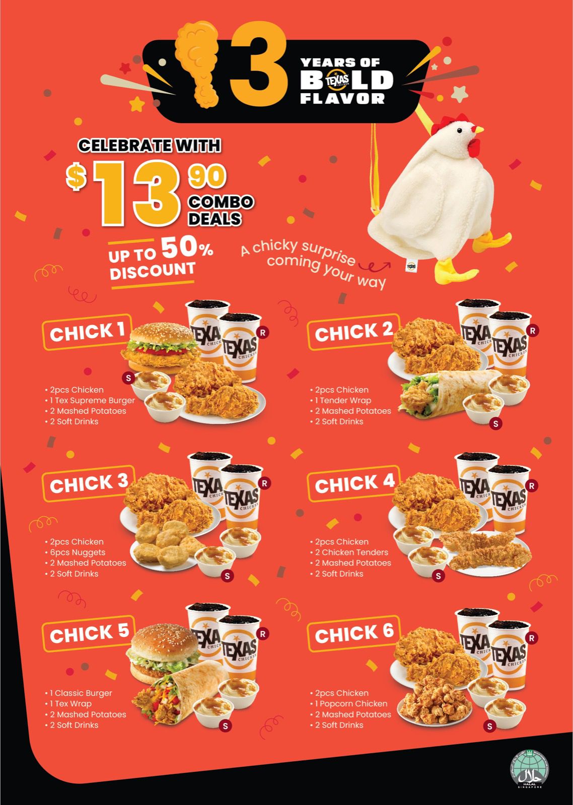 Texas Chicken 13th Anniversary Menu