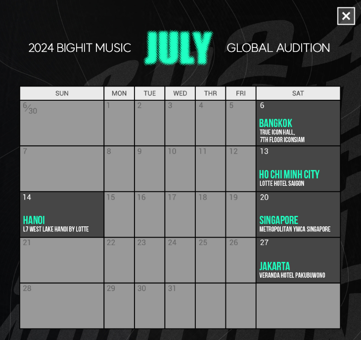 "Don't miss out! Big Hit Music auditions in Singapore!