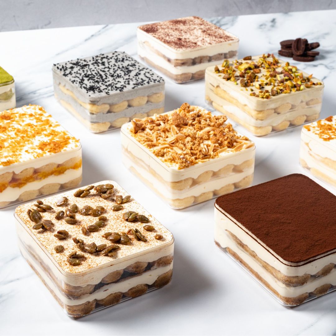 Classic tiramisu, boozy twists, & playful flavours like Pumpkin Spice & Pistachio - your tiramisu haven!