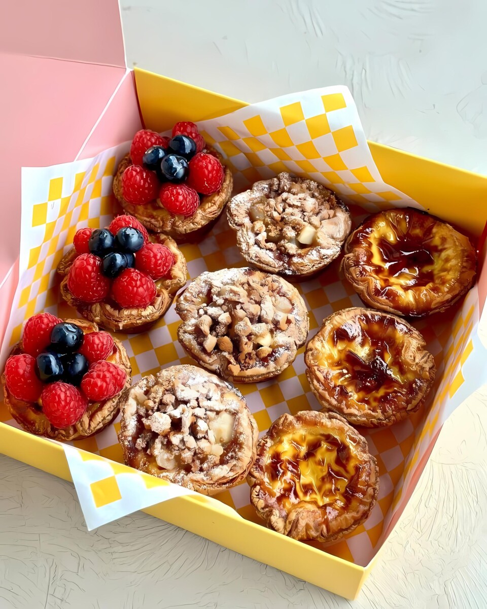 Indulge in buttery perfection with their crispy, flaky croissant egg tarts!